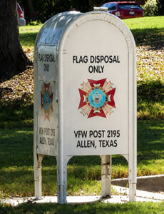 An Allen Texas VFW flag retirement collection box.