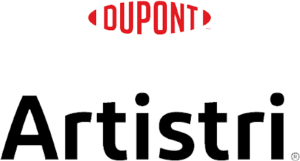 The logo for Dupont Artistri inks used on custom flags sold by Flagmobile in North Texas.